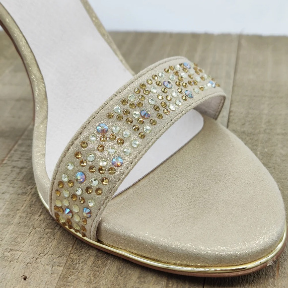 Kenneth Cole Gold Strappy Heels / Blinged Out / Size 10 - Picture 3 of 7